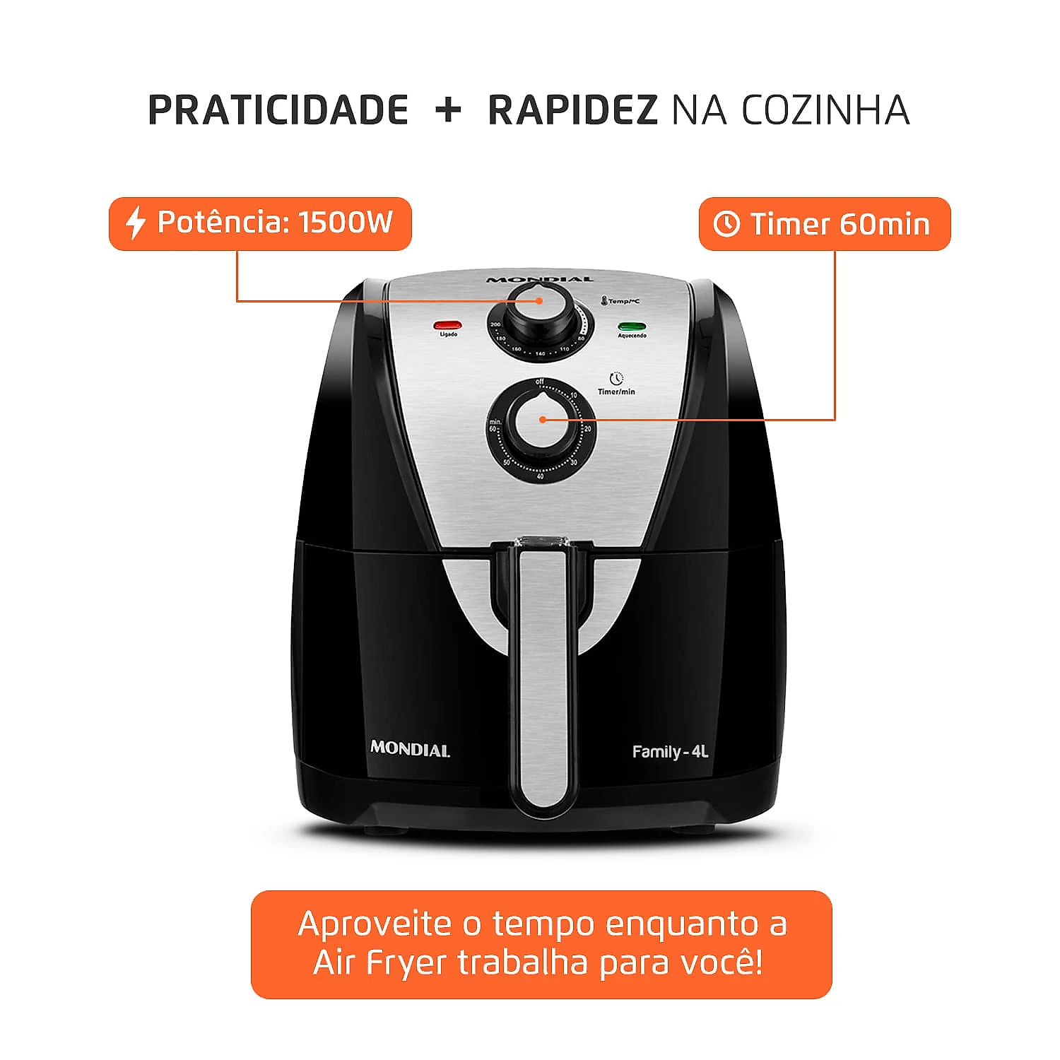 Fritadeira Air Fryer 4 Litros AFN-40-BI Mondial AIR FRYER AFN-40-BI 127V/60HZ .