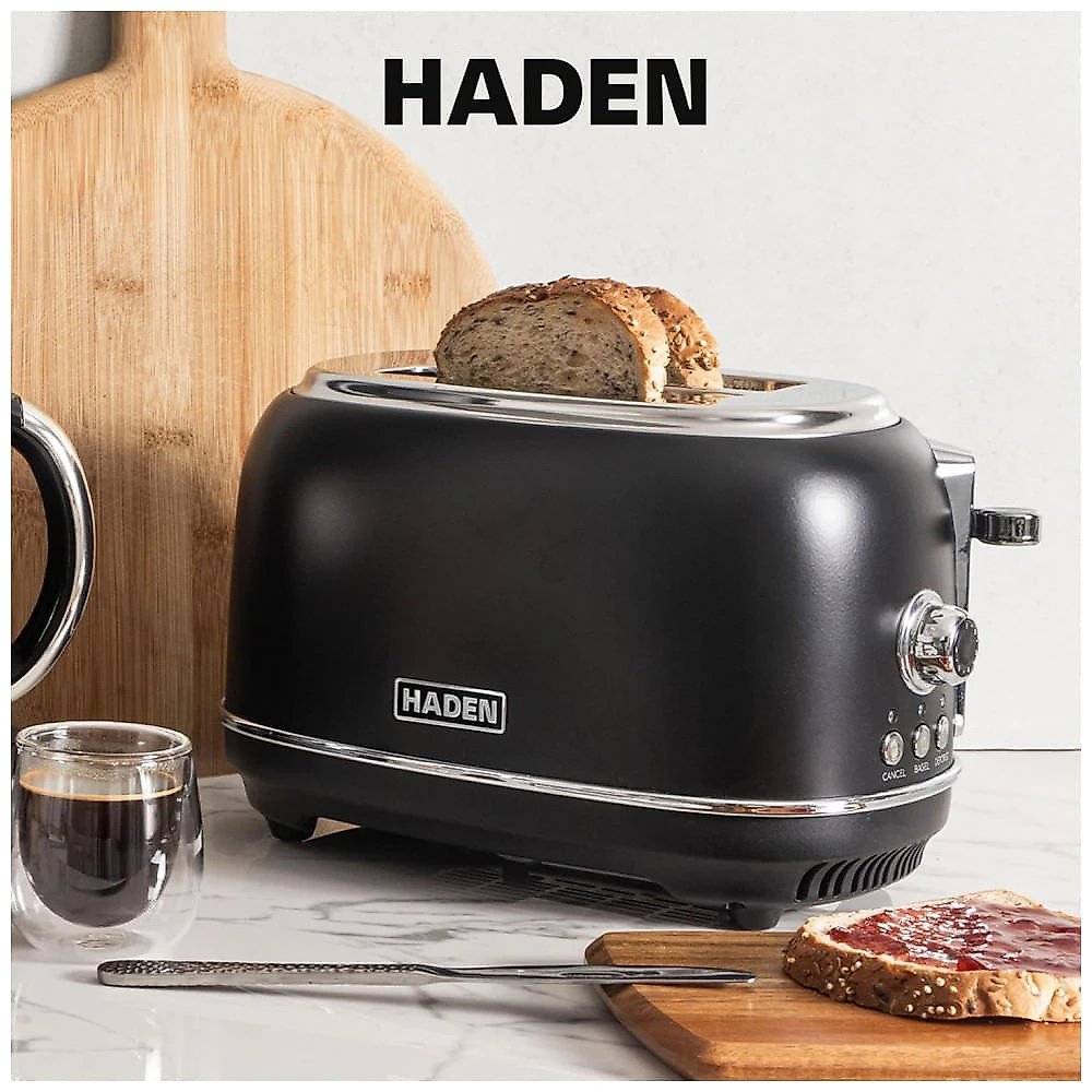Torradeira HADEN Heritage inox 2 fatias preta e cromada com controle de tostagem ajustável 900W 110V