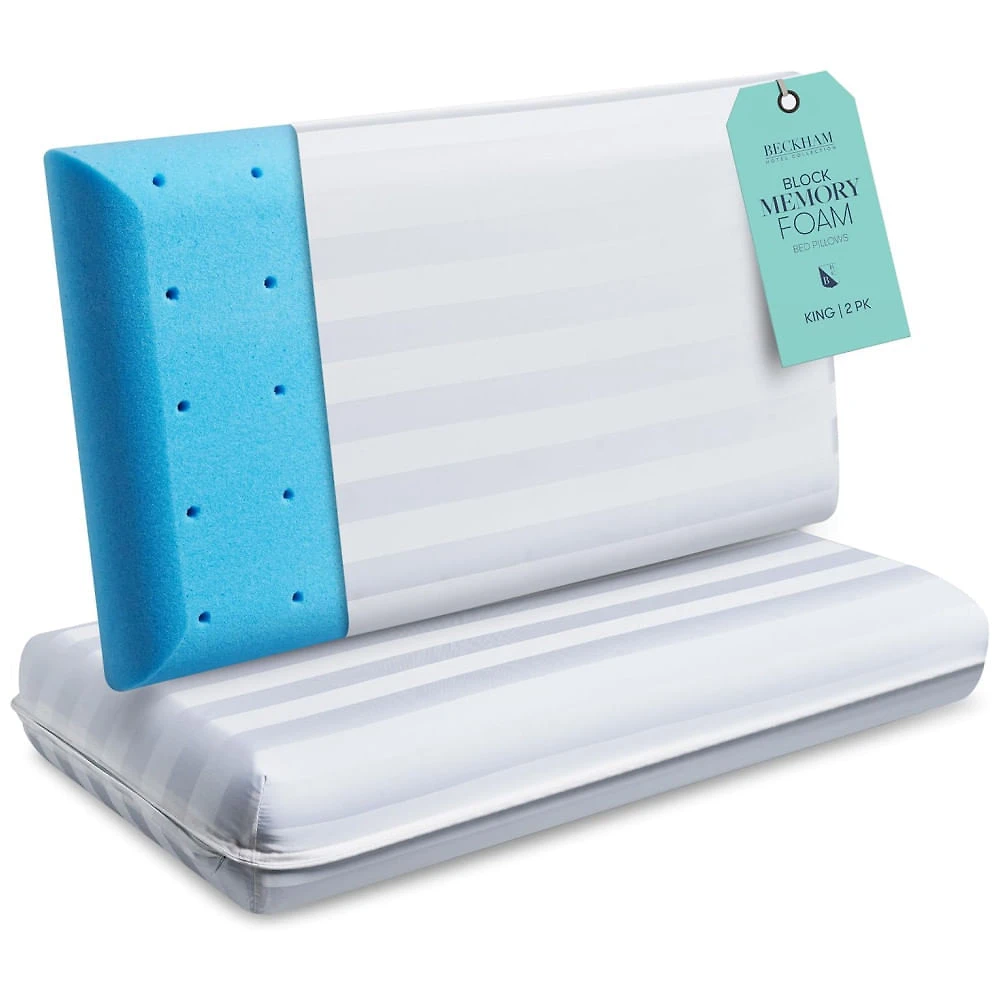 Conjunto de Travesseiros em Espuma Gel ,Tamanho King com 2 Peças, Suporte para Pescoço e Ombros, Beckham Hotel Collection, Branca