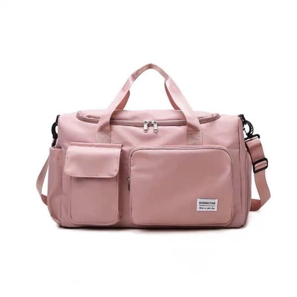 Bolsa Mala de Viagem 45cm X 28cm X 21cm em Pano Oxford Impermeável com Vários Bolsos Internos Rosa
