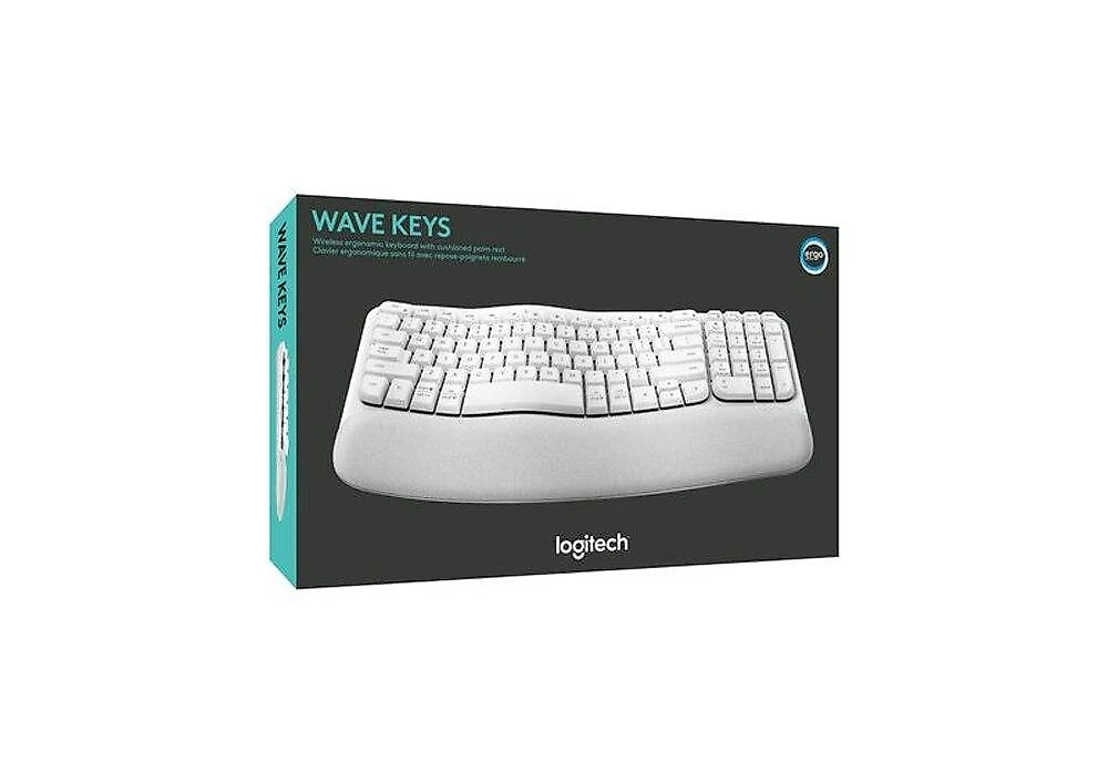 Teclado Ergonômico sem fio Logitech Wave Keys - Branco