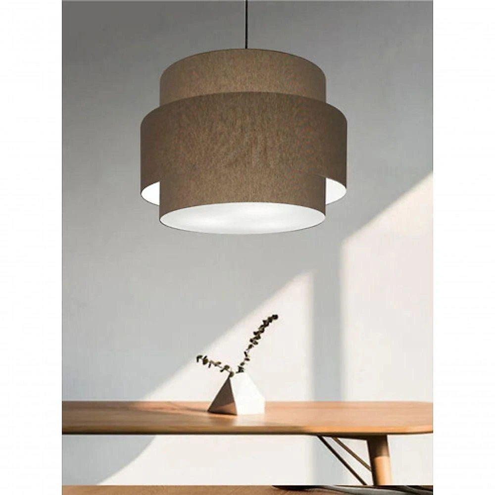 Lustre Para Sala De Jantar Vivare Md-4393 Cúpula Em Tecido 45cm Cáqui 127/220v