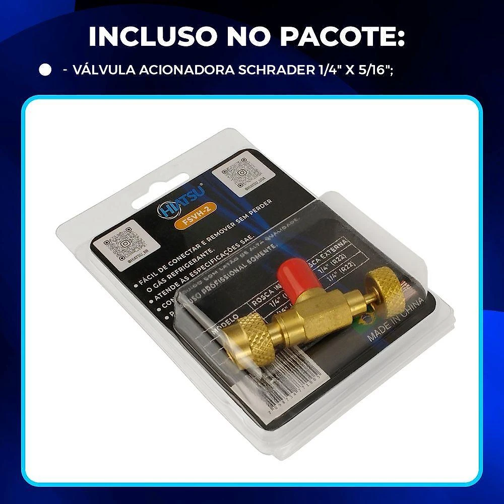 Válvula Acionadora Schrader 1-4 X 5-16 Gáses R410, R32 Fsvh-2 - Hiatsu Único