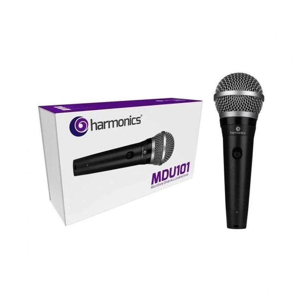 Microfone Dinâmico Cardióide MDU101 com Cápsula para Performances Vocais Preto Harmonics