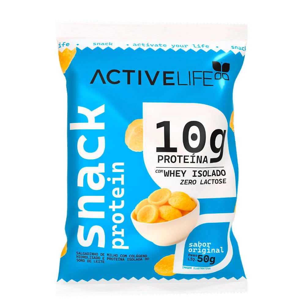 Snack Protein Active Life com 10g de Proteína e Whey Isolado Zero Lactose Sabor Original 50g