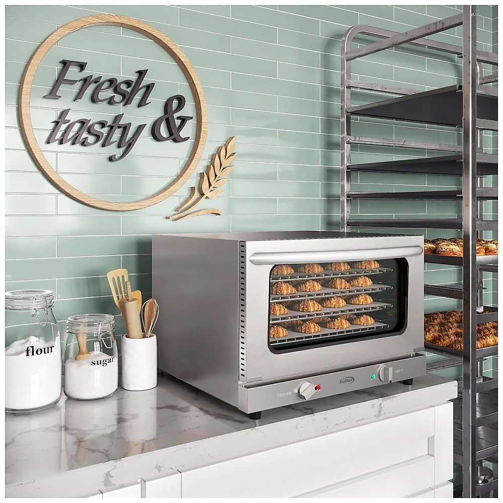 Forno de Convecção Comercial KoolMore para Bancada com 4 Prateleiras e 1600W de Potência em Aço Inoxidável
