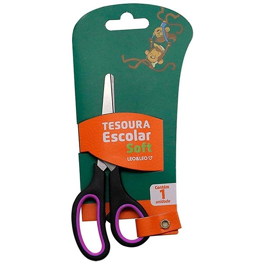 Tesoura Escolar Leonora Soft 14cm Encaixe 3 Dedos 12 Unidades Sortidas