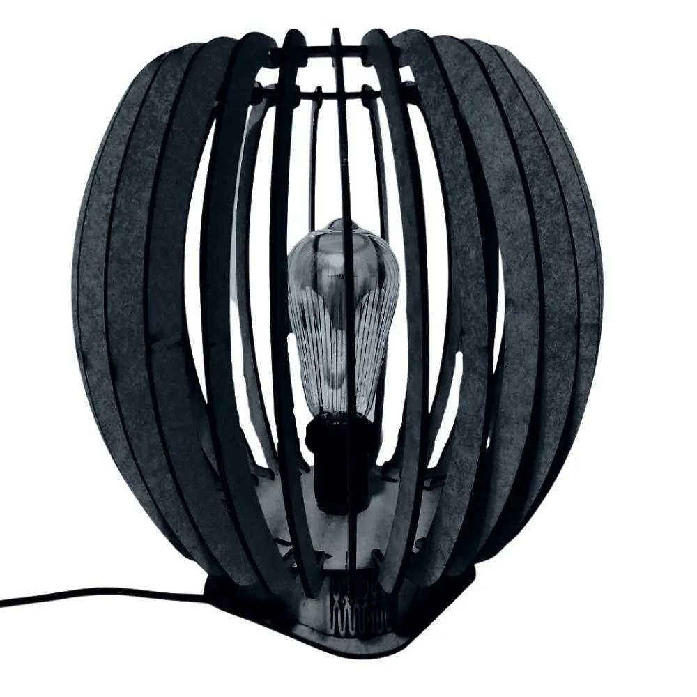 Abajur de Mesa Alexandria MDF Corte à Laser Bocal E-27 Preto Lenobre