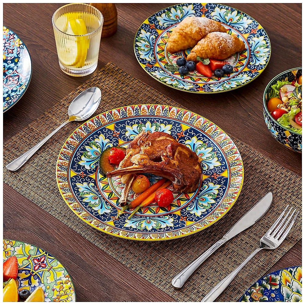 Conjunto de Jantar Vancasso 18 Peças, Pratos e Tigelas de Porcelana para 6 Pessoas, Resistente a Micro-ondas e Lava-louças, Estilo Bohemian, Serviço d Conjunto de Jantar Vancasso 18 Peças, Pratos e Tigelas de Porcelana para 6 Pessoas, Resistente a Micro-ondas e Lava-louças, Estilo Bohemian