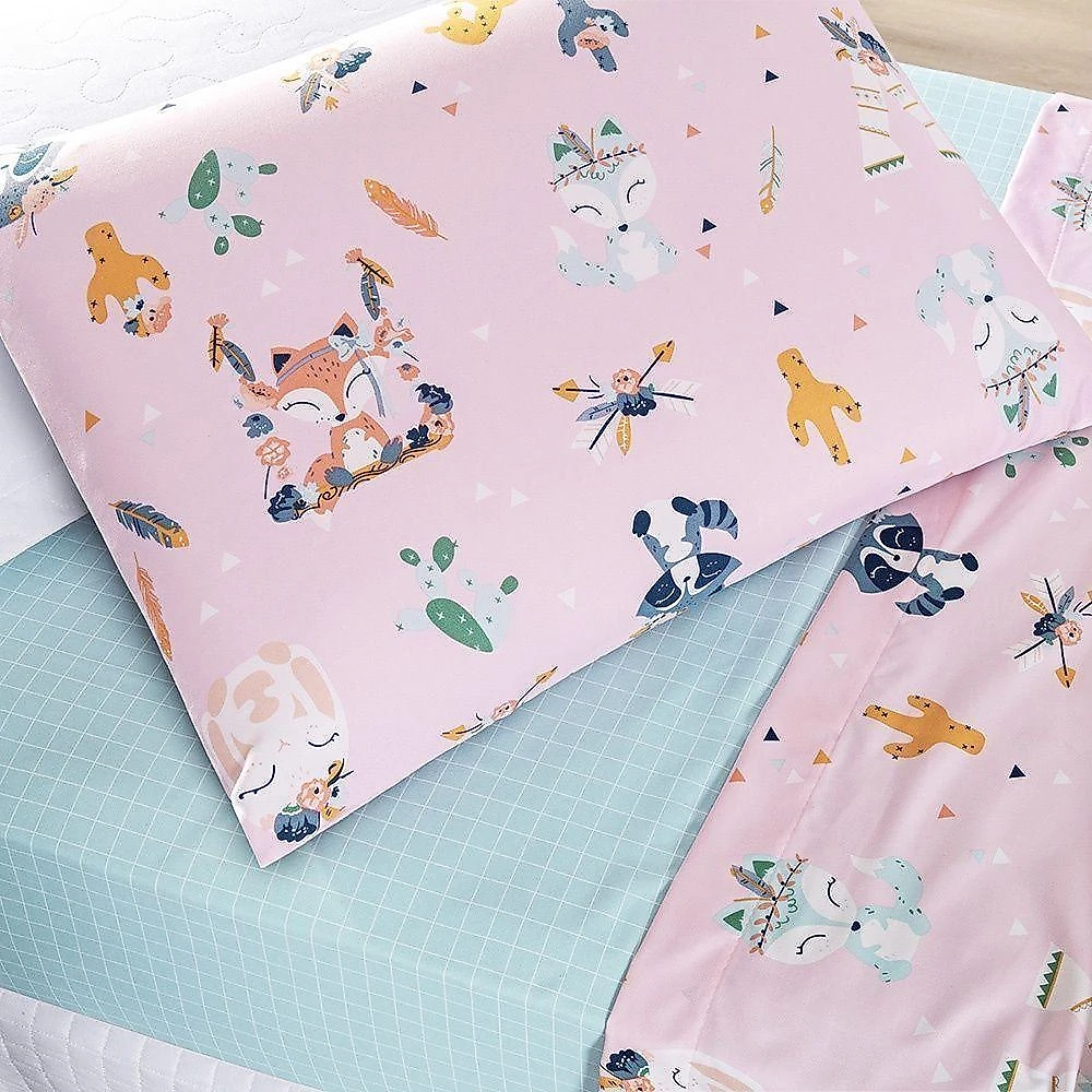 Kit Cobre Leito + Jogo De Cama Tutti Kids 200 Fios Solteiro 05 Peças 100% Poliéster - Foxy