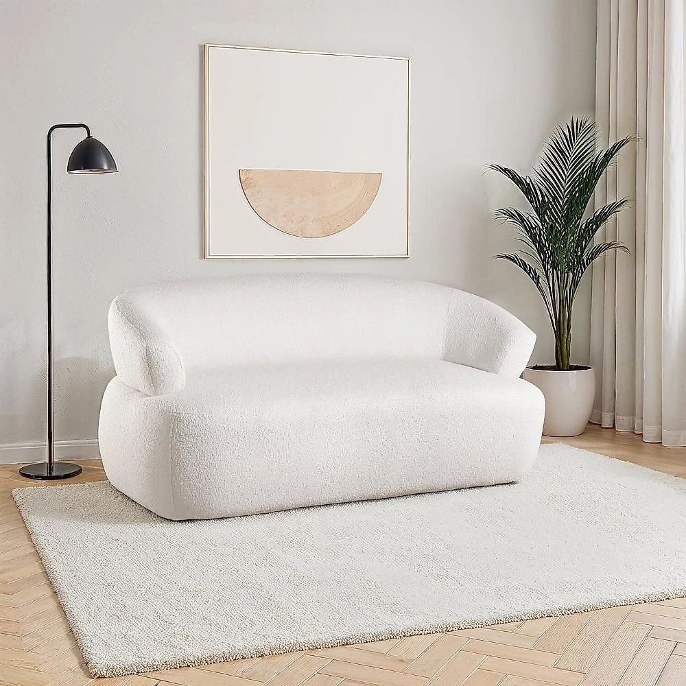 Conjunto 1 Sofá Orgânico 160cm e 2 Poltronas Base Giratória e Orgânicas Zoe Espresso Móveis Off White