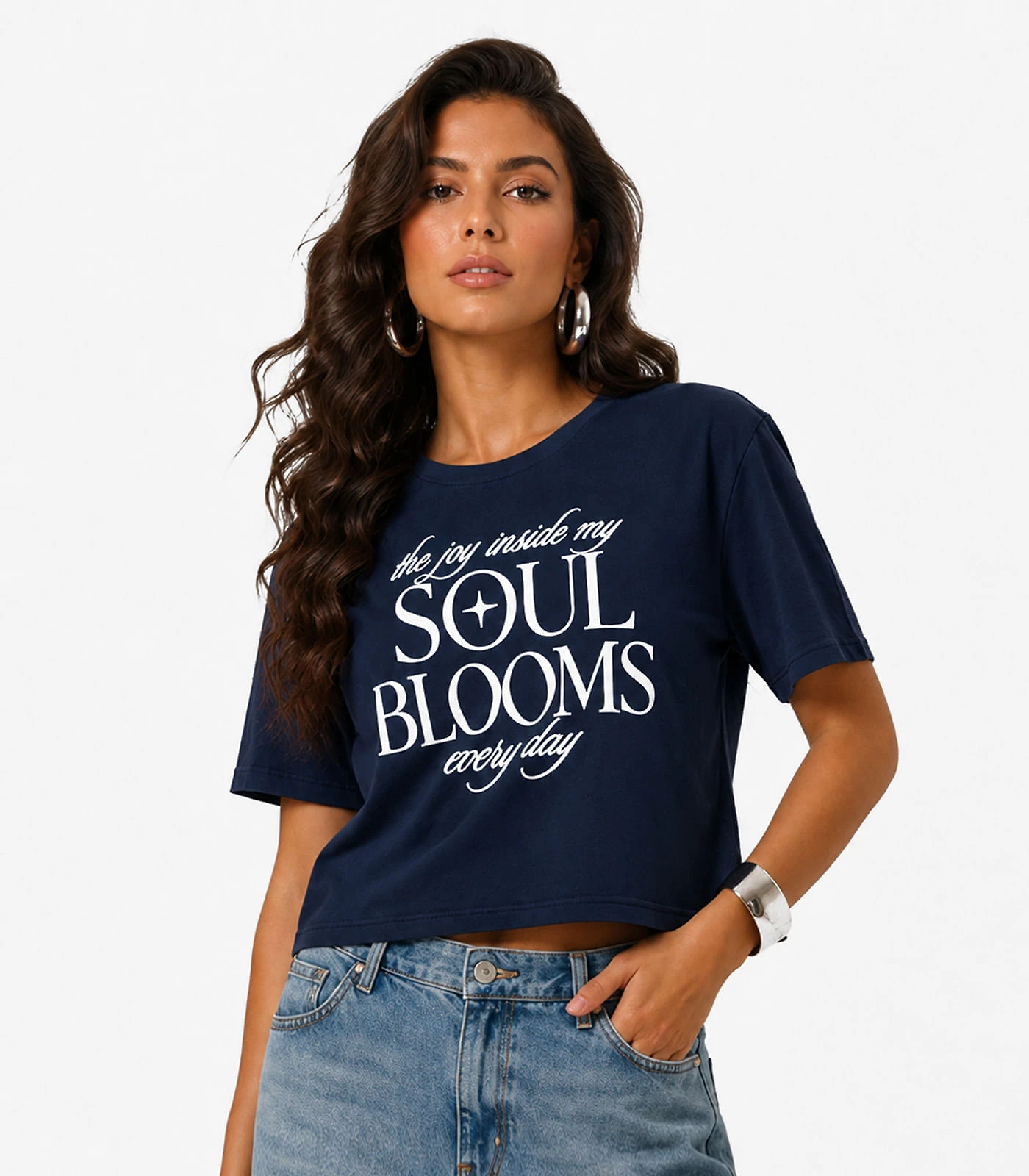 Blusa Feminina Com Estampa De Frase Infinita Cor Azul