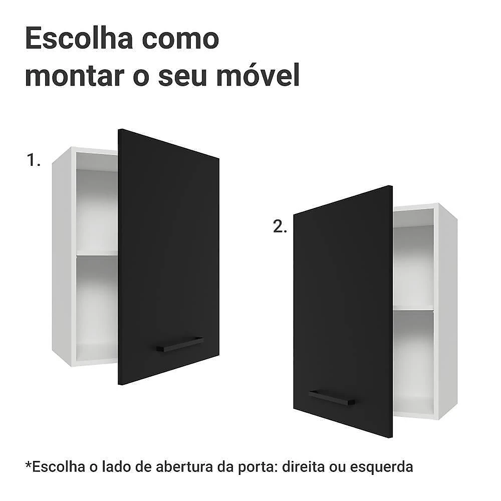 Armário Aéreo 50cm 1 Porta Branco/preto Agata Madesa Branco/preto