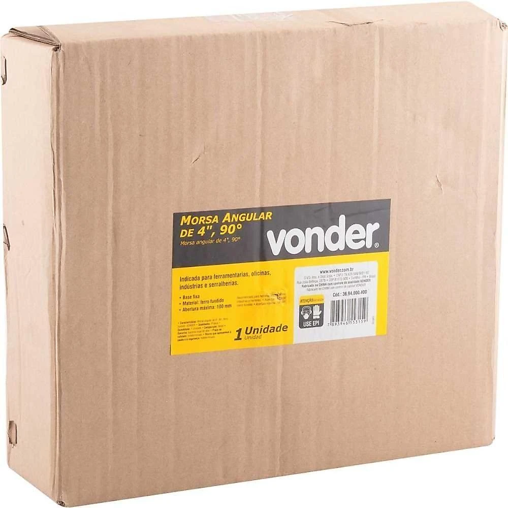 Morsa Angular 4" 90 Graus Ferro Fundido Vonder Profissional Abertura 60mm Mordente 115mm Base Fixa