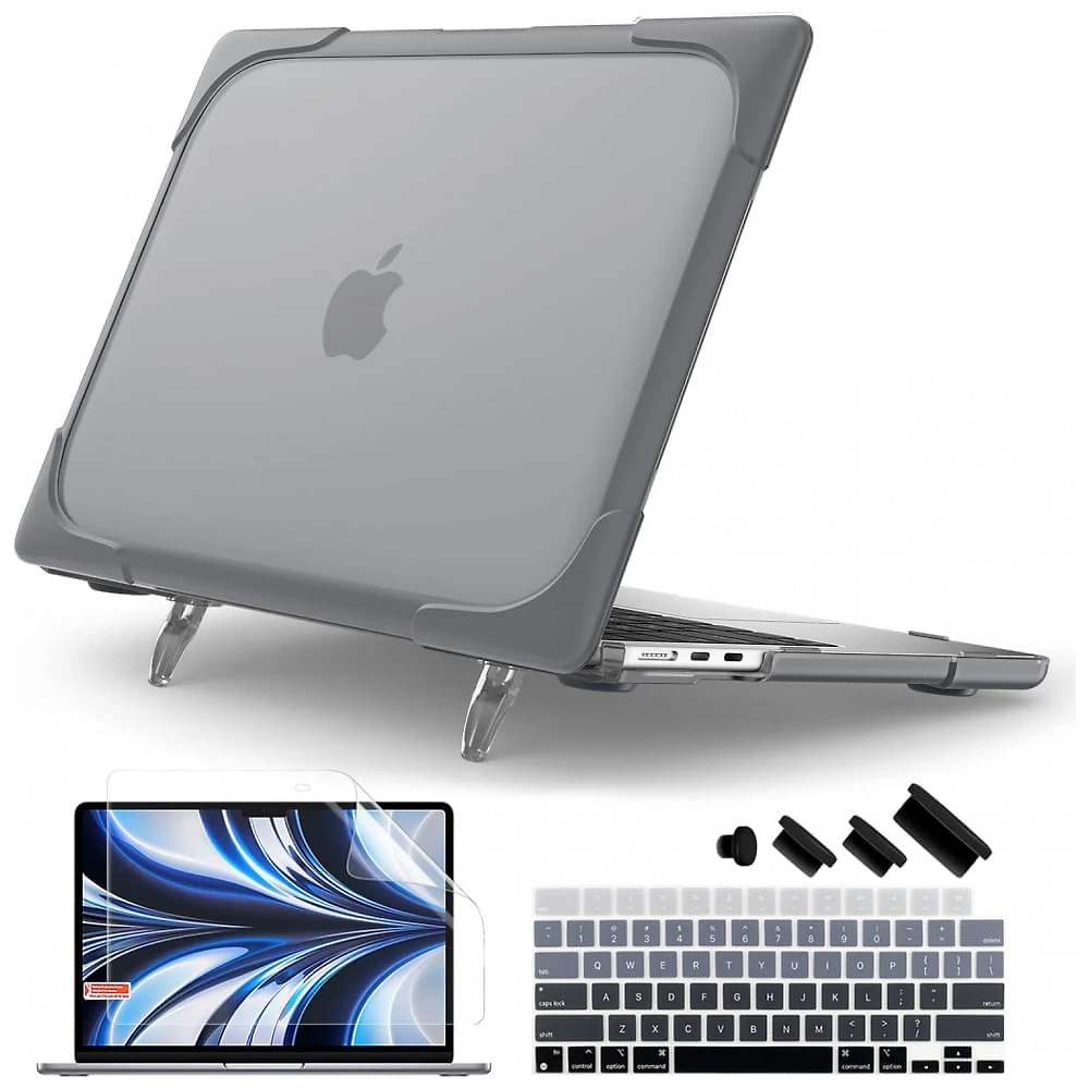 Capa Protetora Resistente a Choques para MacBook Air 13,6 polegadas - Modelo de Lançamento 2025 2024 2022 da Batianda, Cinza