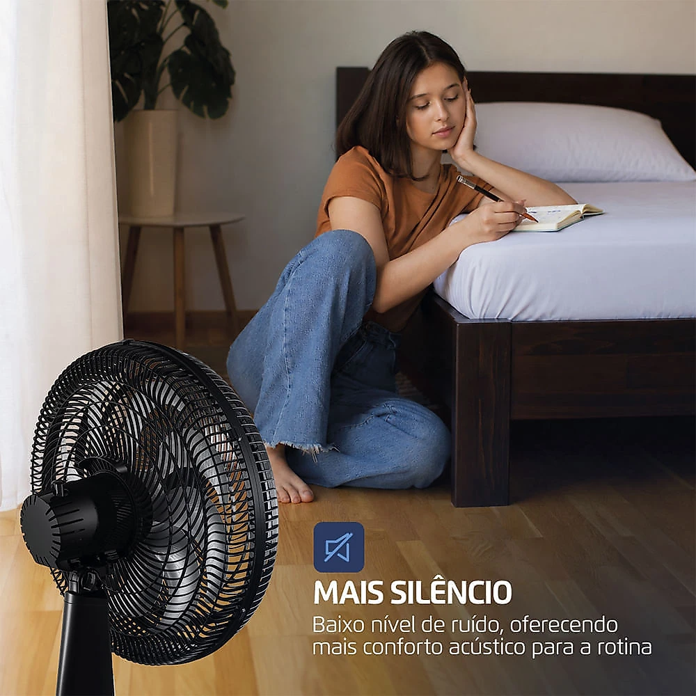 Ventilador 40cm Turbo Force Mondial Preto/Prata VTF-40-8P-BS 127V