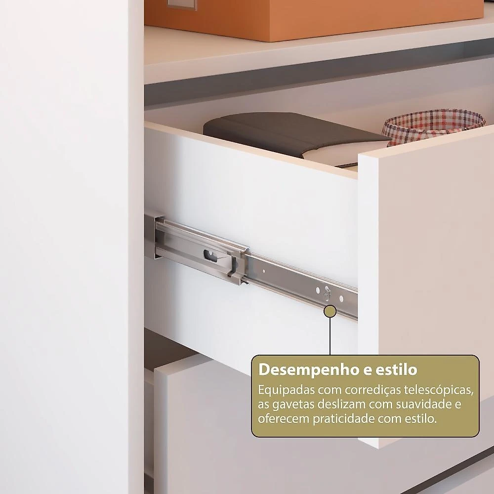 Closet Modulado Roupeiro Sem Portas 2 Gavetas Versatille Yescasa Branco