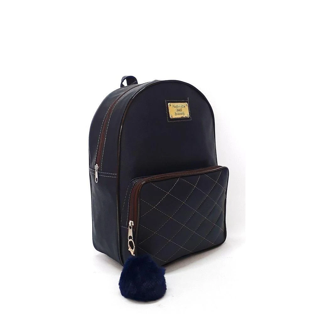 Bolsa Mochila Feminina OEM Bellus Couro Ecológico Sintético 32x25x12 Azul Marinho