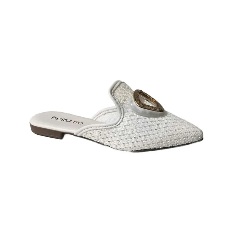 Mule Beira Rio Palha Sintetica Fivela Dourada Feminino - OFF WHITE