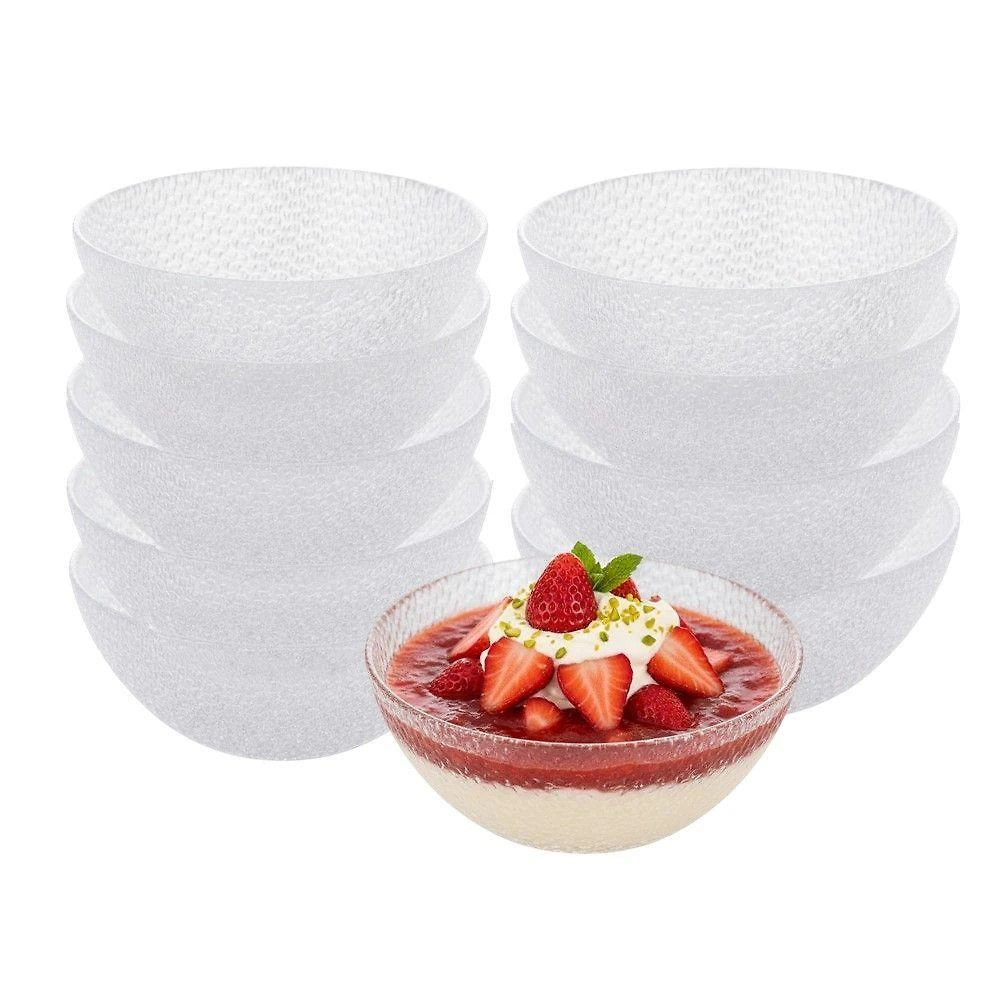 Jogo 10 Bowl Mini Tigela De Vidro Com Textura Para Sobremesa Doces Wave 250ml Lyor