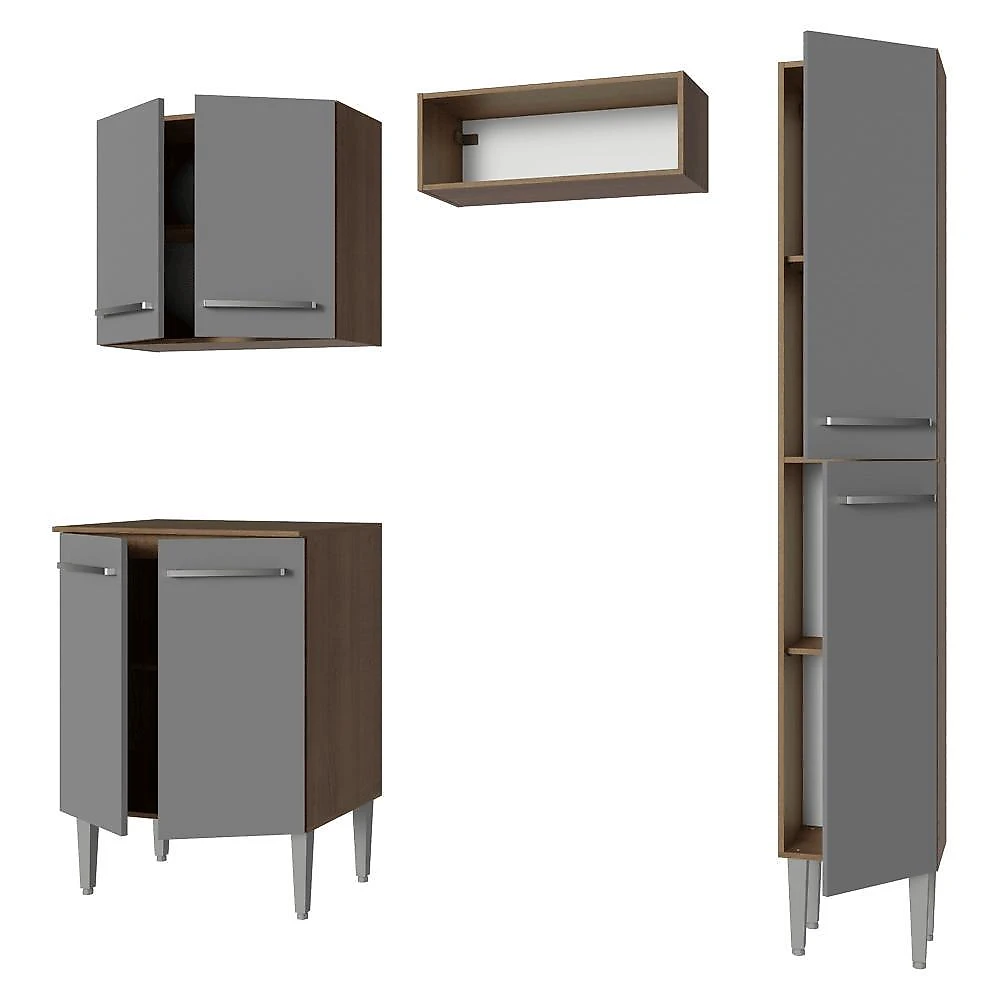 Armário de cozinha compacta 156 cm emilly madesa 02 branco