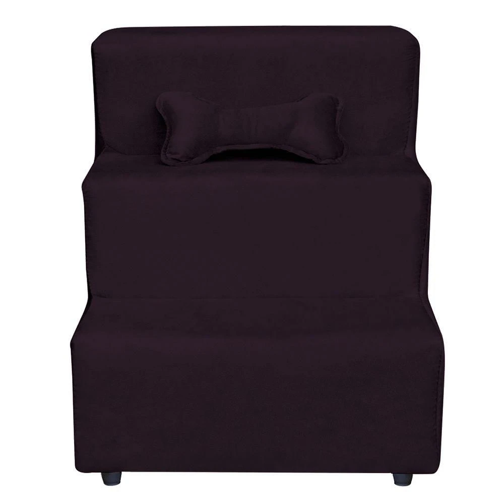 Escadinha Pet 3 Degraus Cachorro E Gato Veludo Roxo