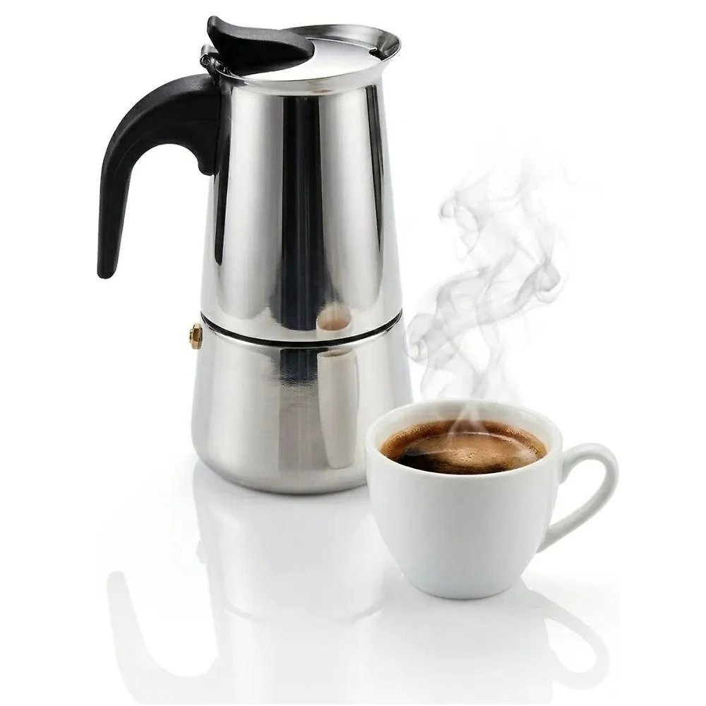 Cafeteira Italiana Moka para Café 6 Xícaras Inox Aço 0,6mm para Cozinha Design Moderno Inox Fratelli