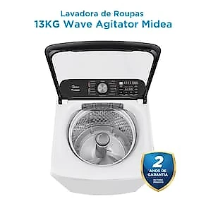 Lavadora de Roupas Midea Wave Agitator 13kg MA512W130A com Timer Digital, Filtro de Fiapos, Função Perfume+ e Sistema Power Mix Dispenser - Branca 110V