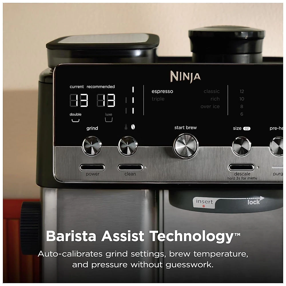 Cafeteira Espresso Ninja Luxe Café Mini ES301 com Moedor e Vaporizador 1650W Aço Inox