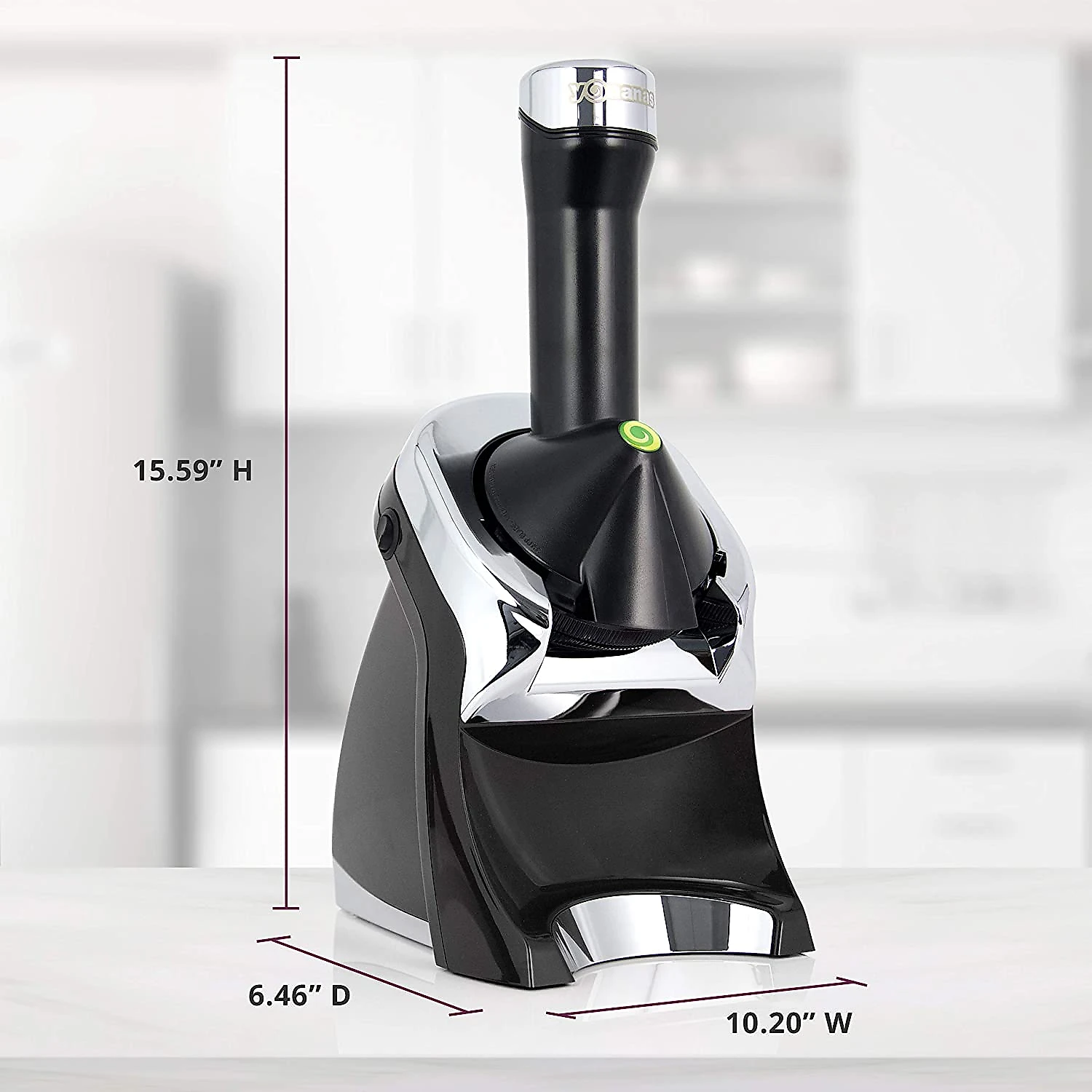 Yonanas 988RD Deluxe Frozen Dessert Maker Premium Chrome Design Dairy Fruit Soft Serve is Vegan Alternative to Ice Cream BPA Free Dishwasher Safe Includes 75 Recipes 200 Watts Red