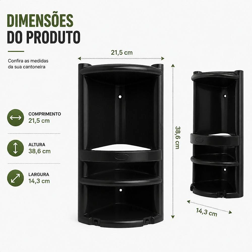 Organizador de Banheiro Porta Shampoo Dupla Polipropileno Multiuso para Box com 2 Prateleiras Yeet webcontinental-7896779623778