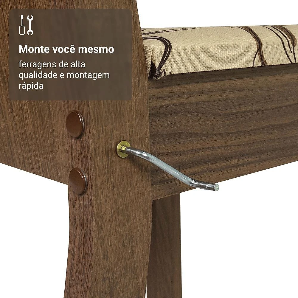 Conjunto sala de jantar avelã mesa tampo de vidro 4 cadeiras rustic/crema/lírio bege madesa