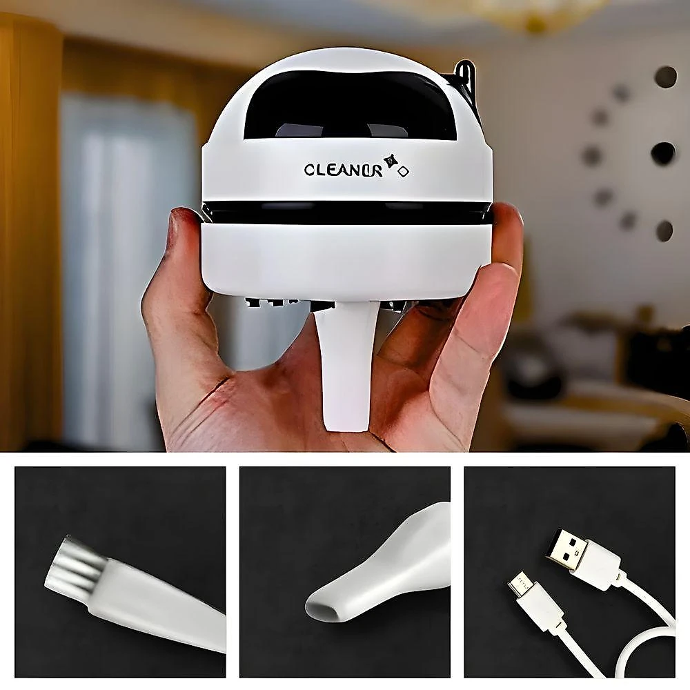 Mini Aspirador de Mesa Portátil Papa Migalhas com Coletor Recarregável Sucção 1000PA USB 5V