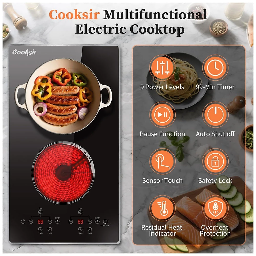 Cooktop Elétrico Portátil 2 Bocas, 110V - Cooksir