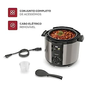 Panela de Pressão Elétrica Wap WPPE2 5L 900W Revestimento Antiaderente Gray Stone Timer Inox 110V