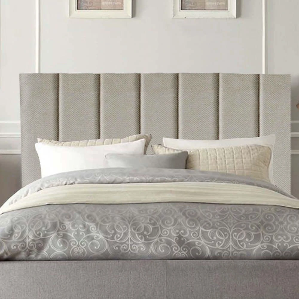 Cabeceira Carla Pé Plástico 140cm Casal Para Cama Colchão Box Quarto Linho Bege - Aurora Line
