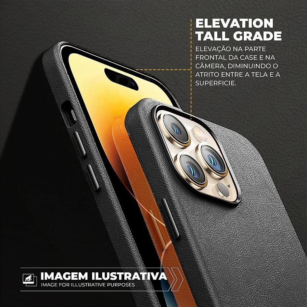 Capa Para Iphone 15 Pro - Couro Dual Magsafe - Preta - Gshield