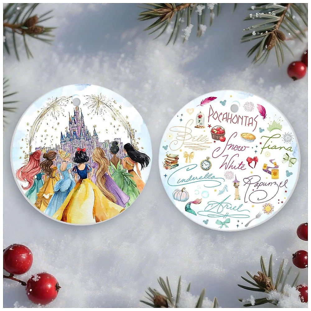 Enfeite de Natal Princesa de Cerâmica 34HD 2025 para Árvore, Fãs de Princesas, Castelo de Conto de Fadas