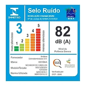 Secador de Cabelos Britânia BSC1200 com Tourmaline Íon Bivolt - 1200W