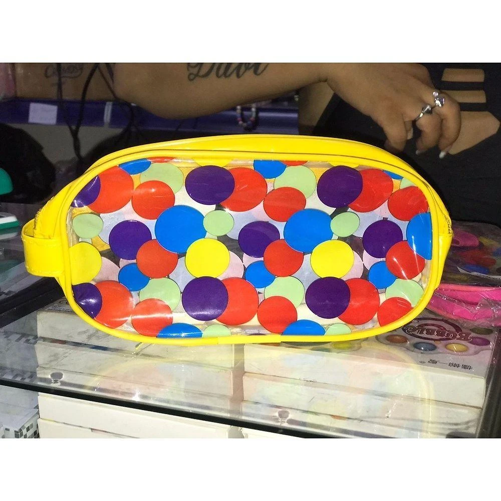 Estojo Escolar OEM Bolsinha Tranparente em Polipropileno 23x11x5cm Amarelocombolinhas