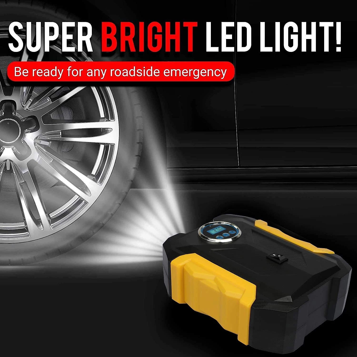 CARSUN Mini Compressor de Ar Elétrico Automotivo Portátil 12V 150 PSI c Luz LED