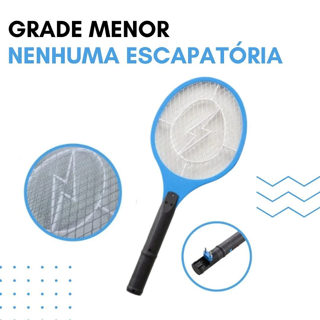 Raquete Mata Mosquito Elétrica: Bivolt, Recarregável Alta