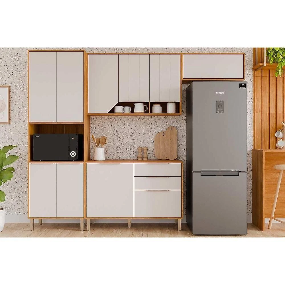 Armário Aéreo P- Cozinha Celeste C- 1 Porta Basculante 80cm Cinamomo-platina - Mgm