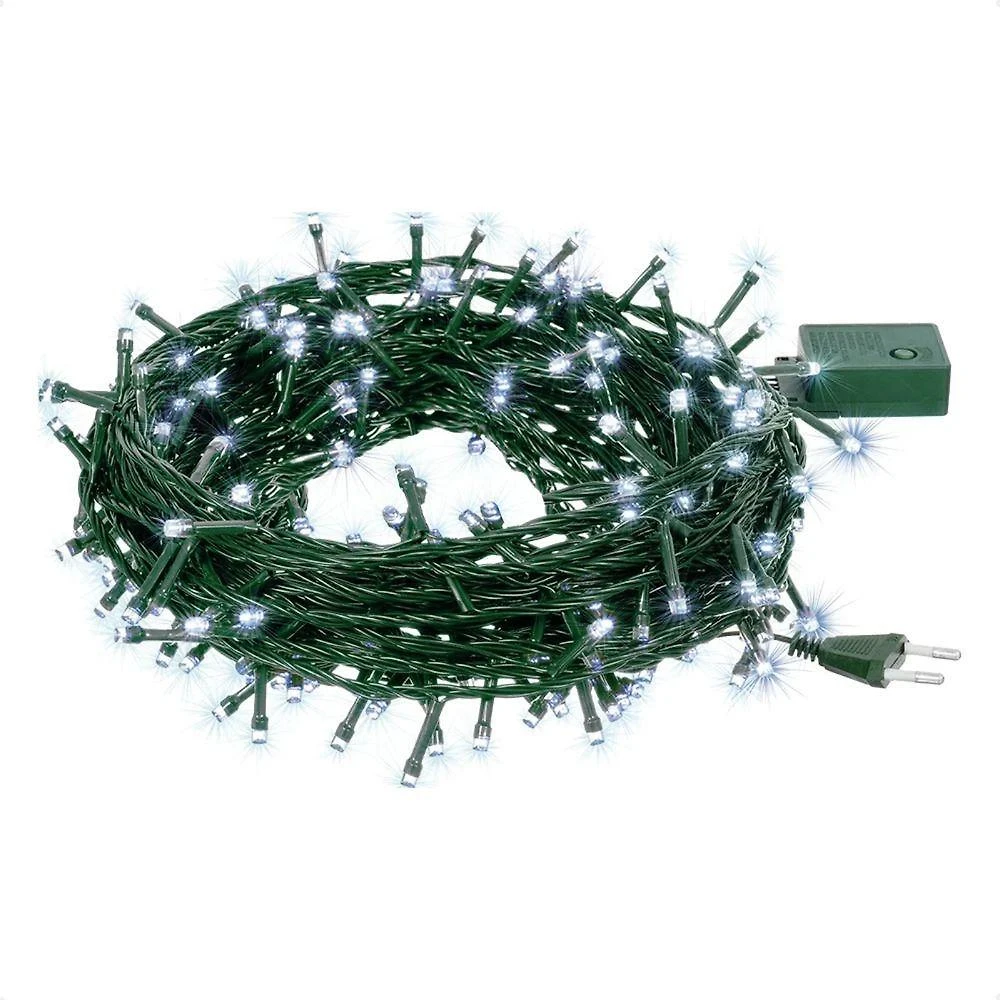 Cordão Luminoso Led Pisca Pisca 8 Funções 500 Leds Taschibra 110v 6500k Branco Frio