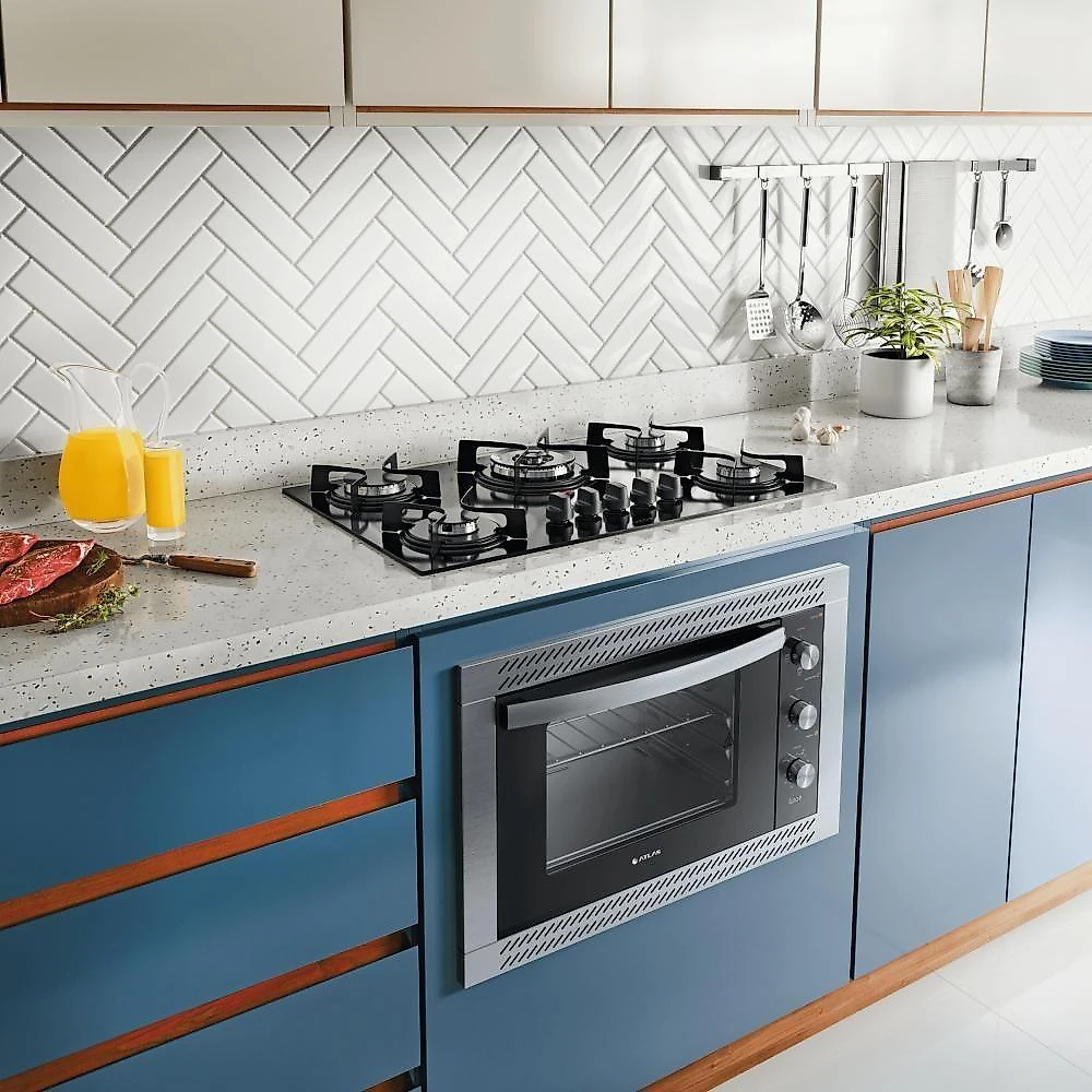 Cooktop 5B Preto Com Mesa De Vidro Atlas U Top Bivolt