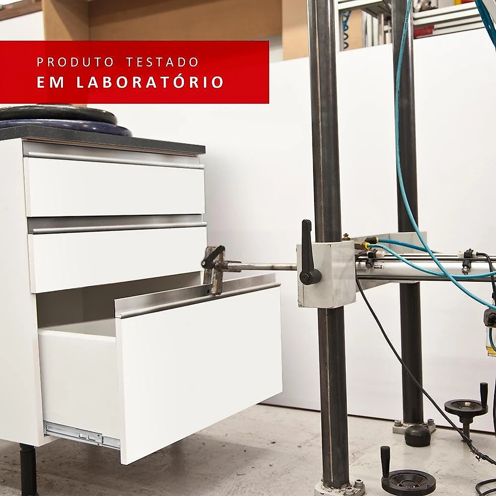 Kit Área de Serviço Madesa Topazio 60 cm com Armário e Balcão - Branco/Preto Branco/Preto
