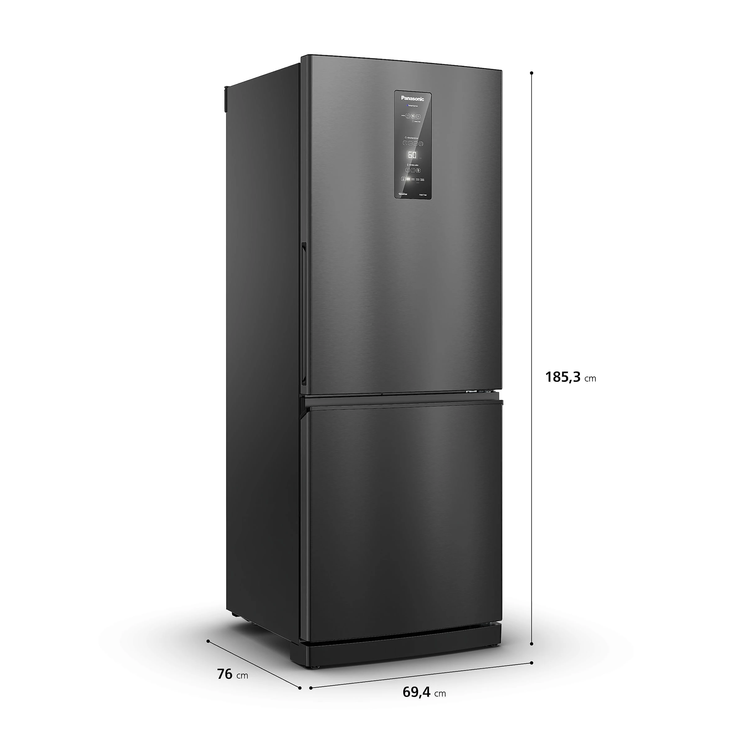 Geladeira Panasonic BB64 Cor Black Inox Look Inverse Frost Free 475L Inverter A - NR-BB64PV2B NR-BB64PV2BA