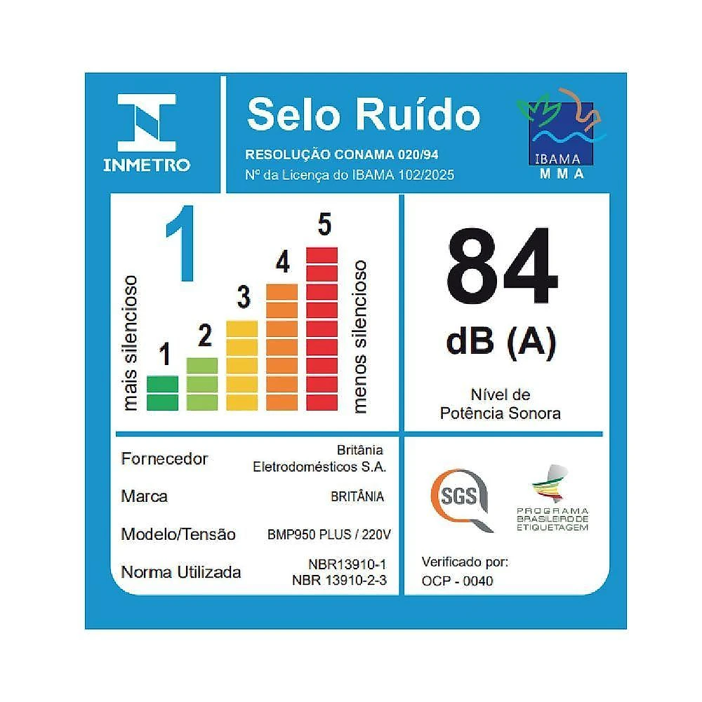 Multiprocessador Britânia 2 Em 1 Compacto 300W BMP950 Plus 220V