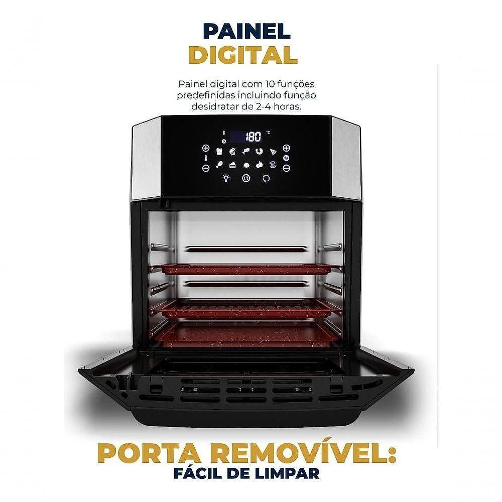 Fritadeira Elétrica Air Fryer Oven BAF16A 16L com Porta Removível Preto 110V