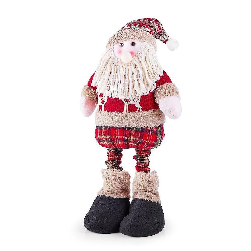 Boneco De Natal Decorativo Em Poliéster Xadrez Com Ajuste De Altura 78cm Papai Noel